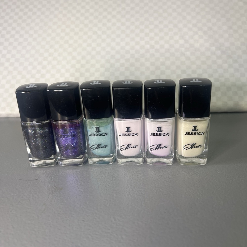Jessica Effects  Lacquer Polish, Lot Of 6 Glitter/Sparkle Combo Strengths Nails